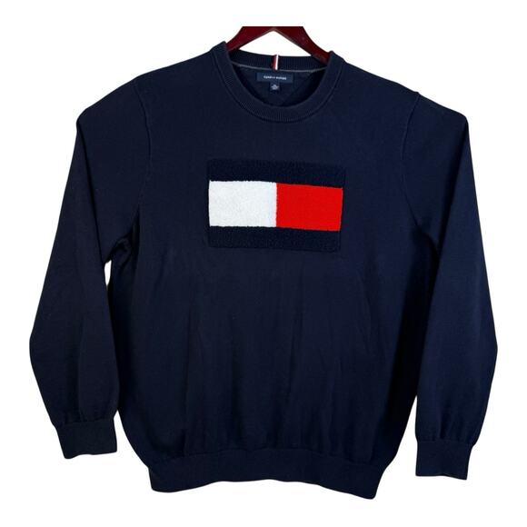 Tommy Hilfiger Sweater Mens Size 2X-Large XXL Blue Big Flag Logo Pullover - Picture 1 of 13